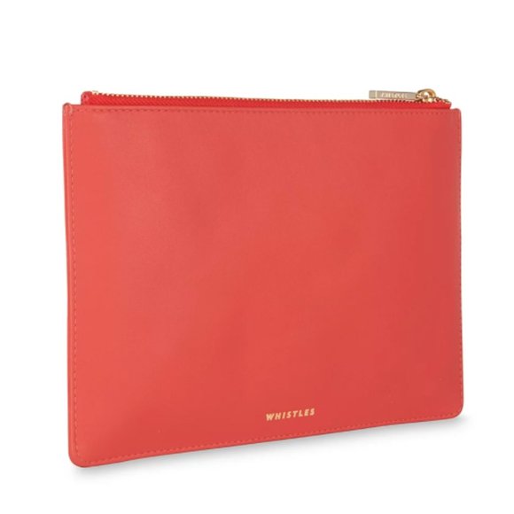 Whistles Matte Leather Small Clutch Bag in Red - Picture 1 of 8